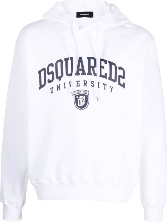 Dsquared2 University print drawstring hoodie Wit