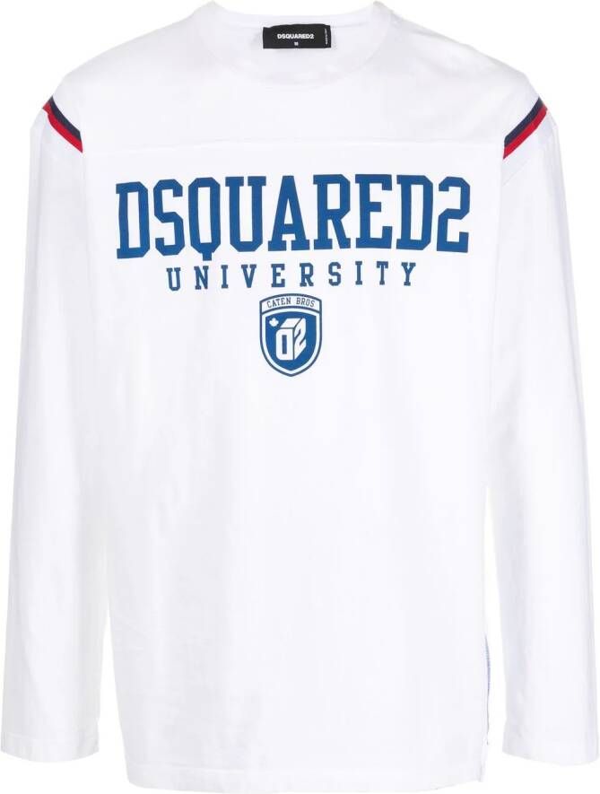 Dsquared2 University-print long-sleeve T-shirt Wit
