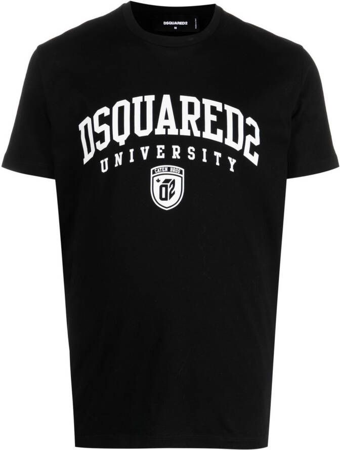 Dsquared2 University print short-sleeve T-shirt Zwart