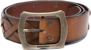 Dsquared2 woven-detail leather belt Bruin