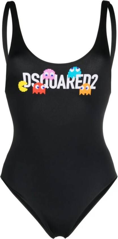 Dsquared2 x Pac Man badpak met logoprint Zwart