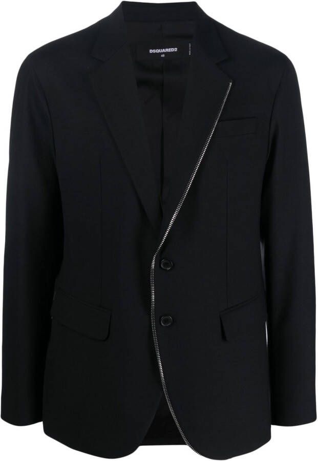 Dsquared2 zip-detail single-breasted blazer Zwart