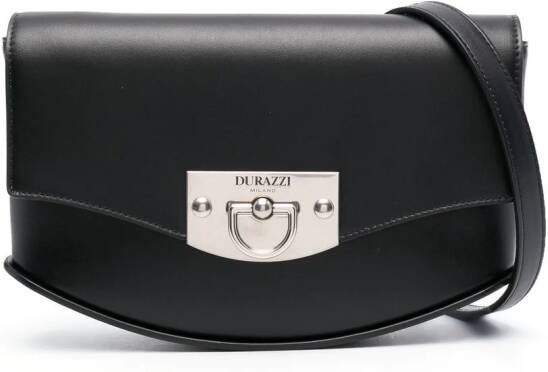 Durazzi Milano Leren schoudertas Zwart