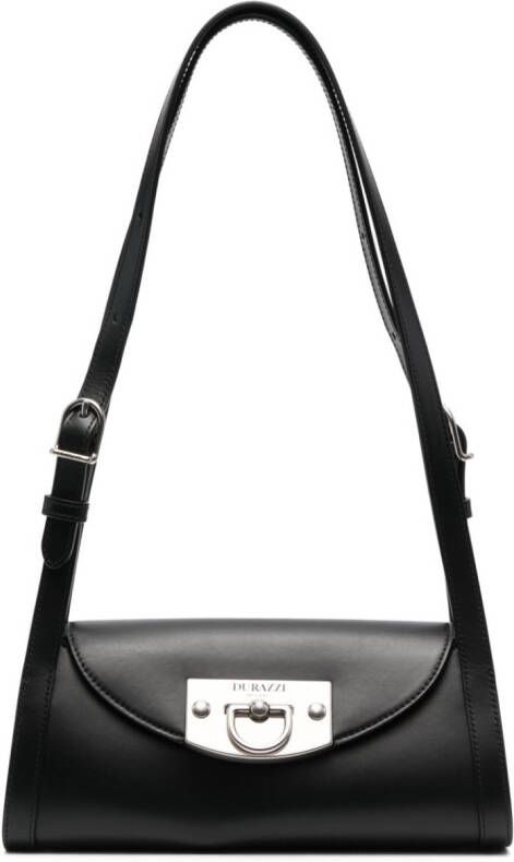 Durazzi Milano Leren schoudertas Zwart