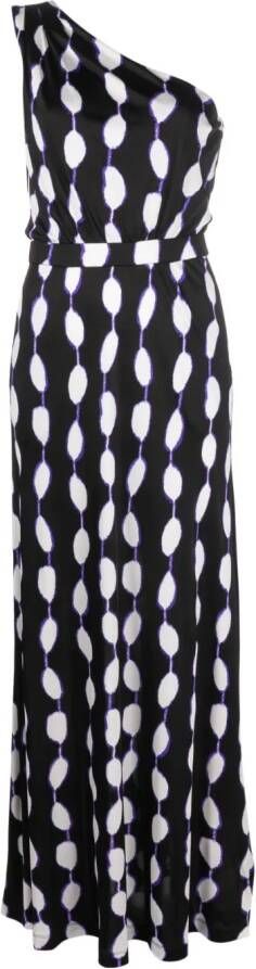 DVF Diane von Furstenberg Midi-jurk met abstracte print Zwart