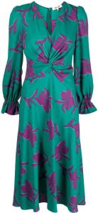 DVF Diane von Furstenberg Gesmockte jurk Groen