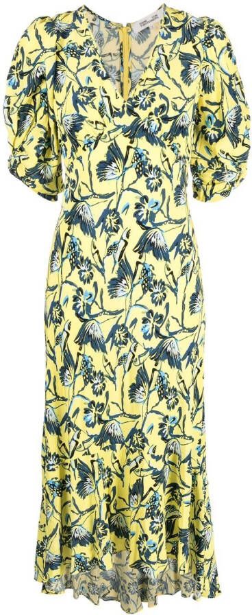 DVF Diane von Furstenberg Midi-jurk met print Geel