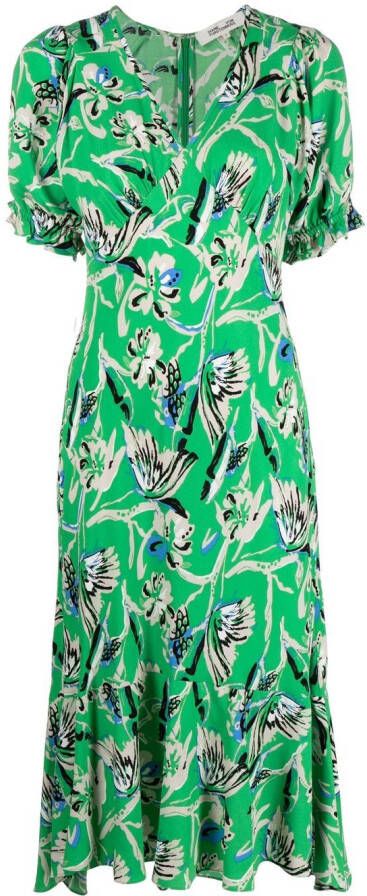 DVF Diane von Furstenberg Midi-jurk met print Groen