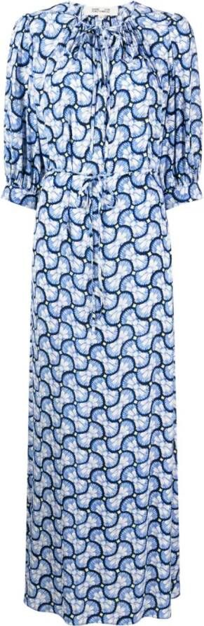DVF Diane von Furstenberg Maxi-jurk met print Blauw