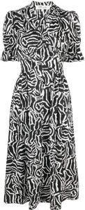 DVF Diane von Furstenberg Midi-jurk met tijgerprint Zwart