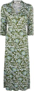 DVF Diane von Furstenberg floral-print V-neck silk dress Groen