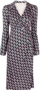 DVF Diane von Furstenberg Midi-jurk met geometrisch patroon Roze