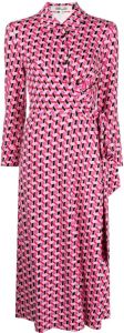 DVF Diane von Furstenberg Midi-jurk met geometrische print Roze