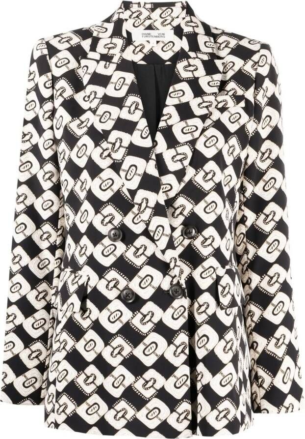DVF Diane von Furstenberg Blazer met dubbele rij knopen Zwart