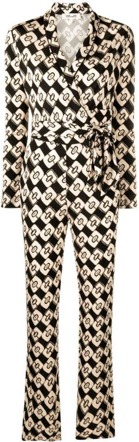 DVF Diane von Furstenberg Jumpsuit met print Zwart