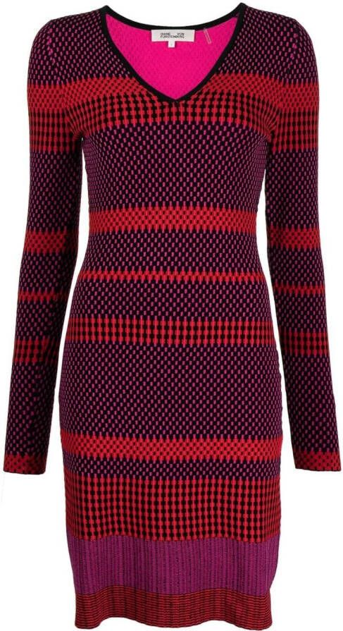 DVF Diane von Furstenberg Gestreepte jurk Rood