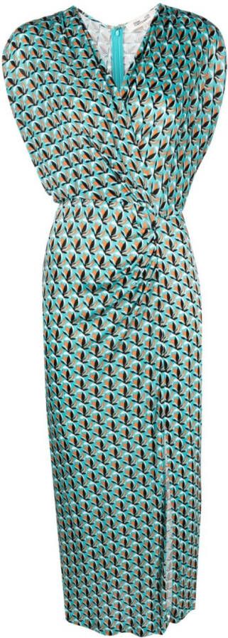DVF Diane von Furstenberg Maxi-jurk met geometrische print Blauw