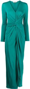 DVF Diane von Furstenberg Maxi-jurk met gesmockt detail Groen