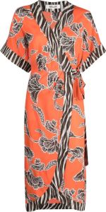 DVF Diane von Furstenberg Midi-jurk met bloemenprint Oranje