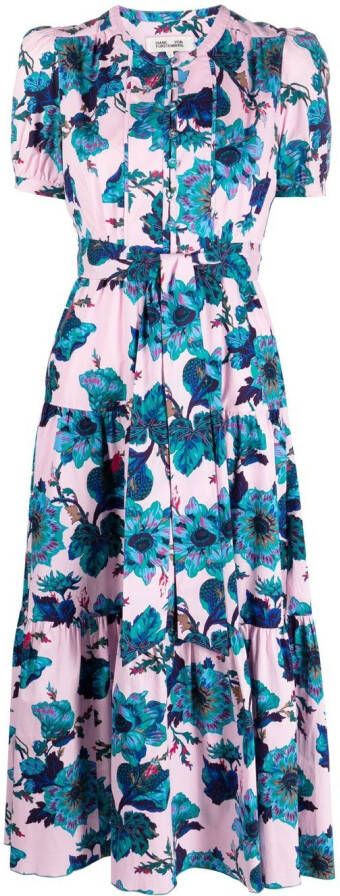 DVF Diane von Furstenberg Midi-jurk met bloemenprint Roze