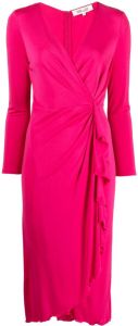 DVF Diane von Furstenberg Midi-jurk met gesmockt detail Roze