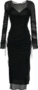 DVF Diane von Furstenberg Midi-jurk met gesmockt detail Zwart