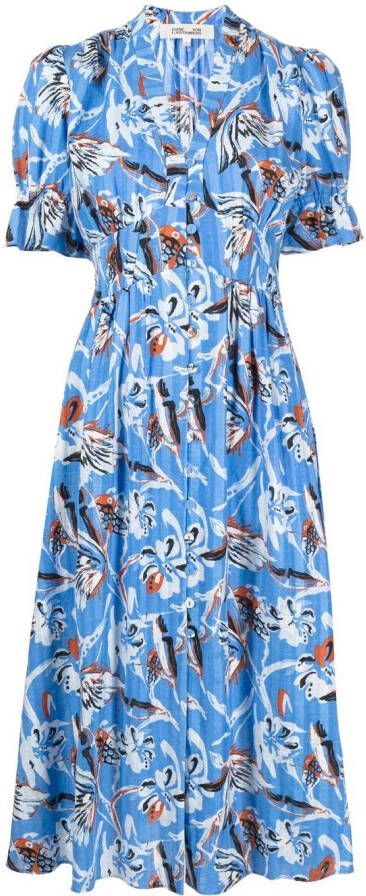 DVF Diane von Furstenberg Midi-jurk met print Blauw