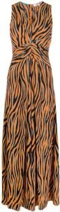 DVF Diane von Furstenberg Midi-jurk met zebraprint Oranje