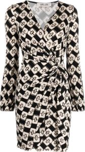 DVF Diane von Furstenberg Mini-jurk met abstracte print Zwart