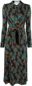 DVF Diane von Furstenberg patterned belted maxi dress Zwart