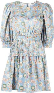 DVF Diane von Furstenberg Phoebe mini-jurk met bloemenprint Blauw