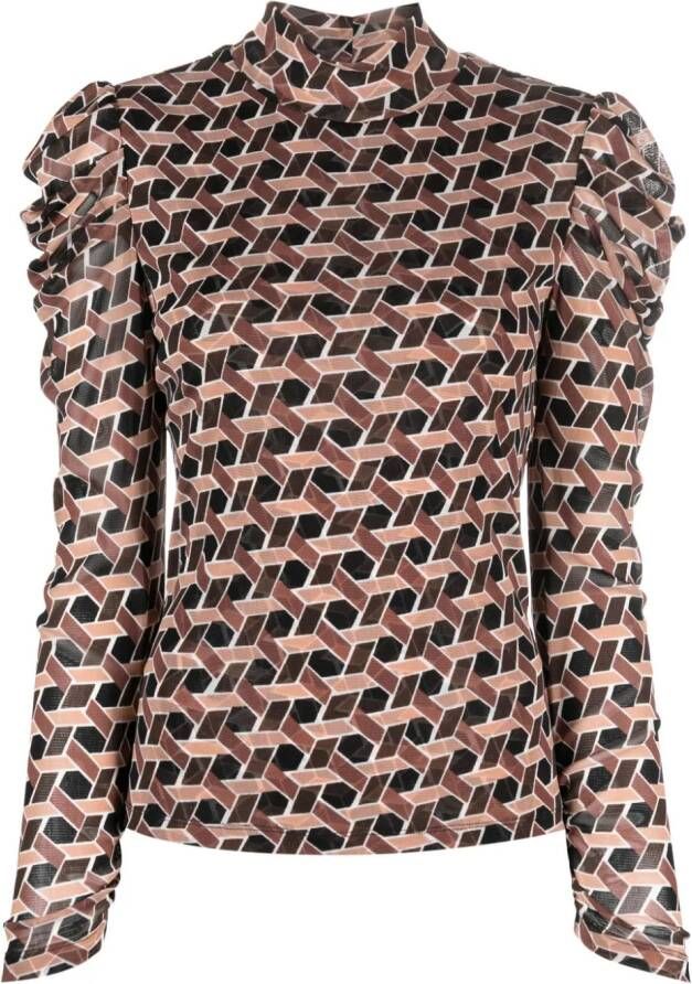 DVF Diane von Furstenberg Remy blouse met geometrische print Bruin