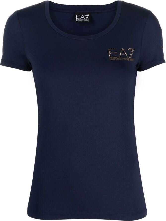 Ea7 Emporio Armani T-shirt met logo applicatie Blauw