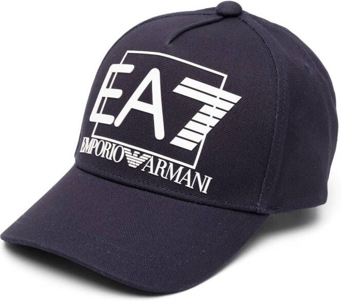 Ea7 Emporio Armani Honkbalpet met logo-reliëf Blauw