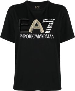 Ea7 Emporio Armani T-shirt met franje Zwart