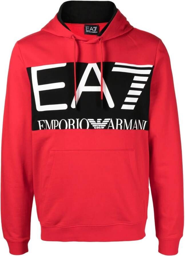 Ea7 Emporio Armani Hoodie met logoprint Rood