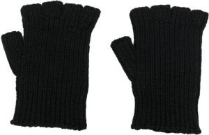 Ea7 Emporio Armani intarsia knit-logo fingerless gloves Zwart