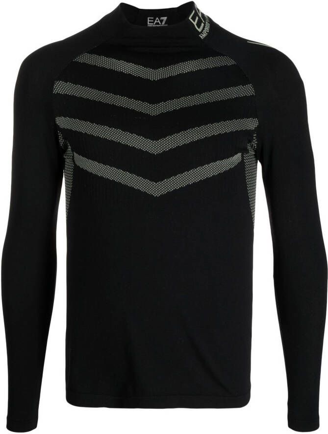 Ea7 Emporio Armani Intarsia sweater Zwart