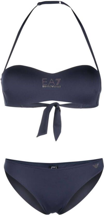 Ea7 Emporio Armani Bikini verfraaid met logo Blauw