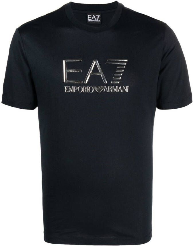 Ea7 Emporio Armani T-shirt met logoplakkaat Blauw
