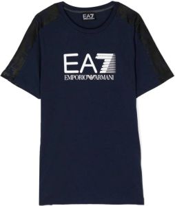 Ea7 Emporio Ar i logo-print cotton T-shirt Blauw