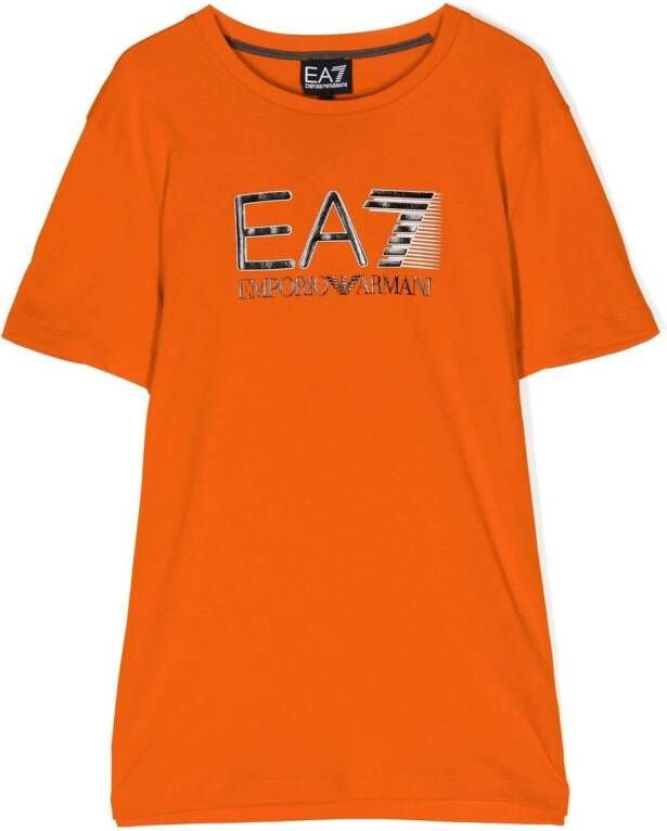 Ea7 Emporio Ar i T-shirt met logoprint Oranje