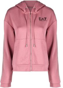 Ea7 Emporio Armani logo print hoodie Roze