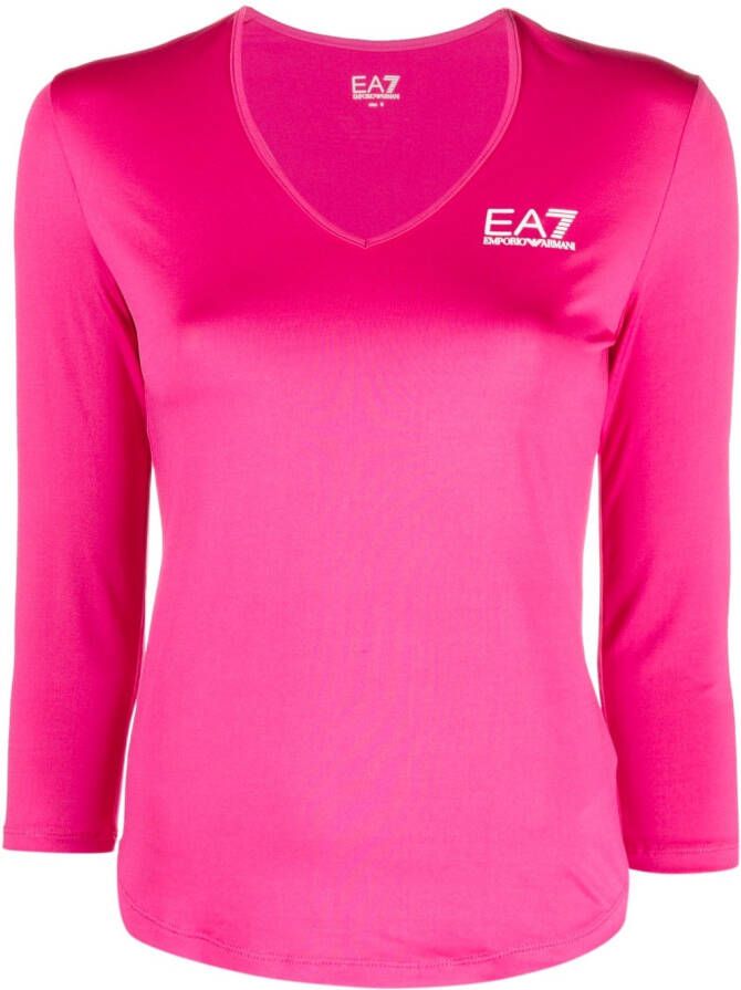 Ea7 Emporio Armani T-shirt met cropped mouwen Roze