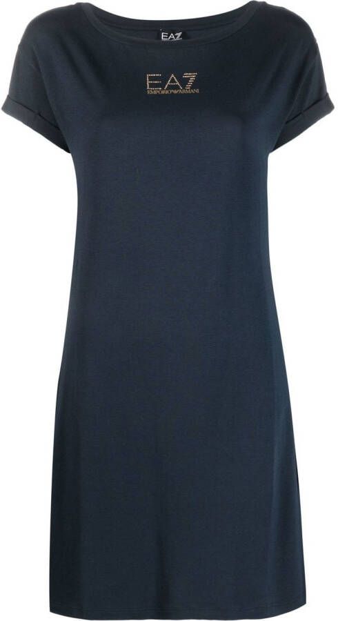 Ea7 Emporio Armani Mini-jurk met korte mouwen Blauw