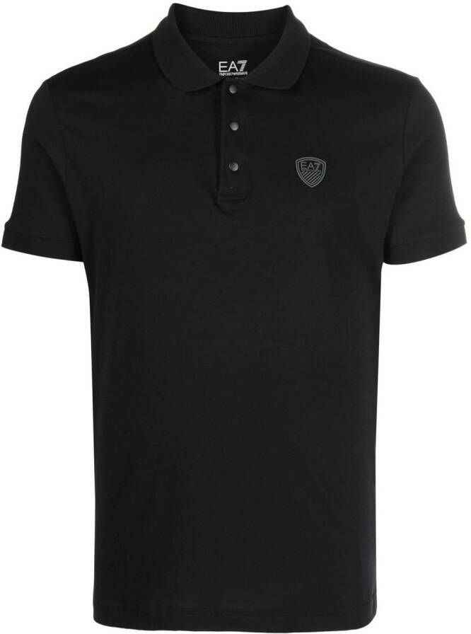 Ea7 Emporio Armani Poloshirt met logopatch Zwart