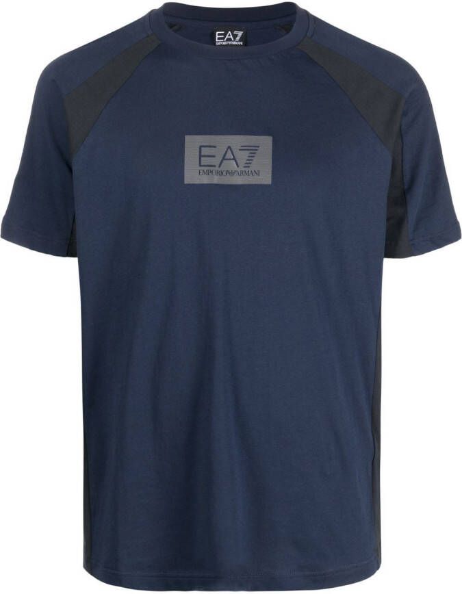 Ea7 Emporio Armani T-shirt met colourblocking Blauw
