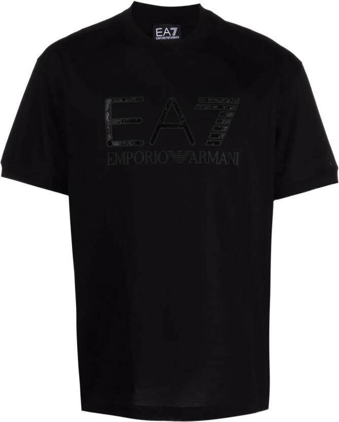 Ea7 Emporio Armani T-shirt met logo van stras Zwart