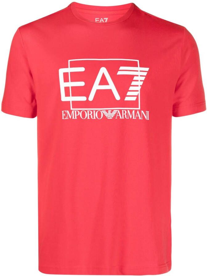 Ea7 Emporio Armani T-shirt met logodetail Rood