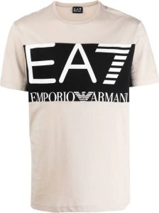Ea7 Emporio Armani T-shirt met logoprint Beige